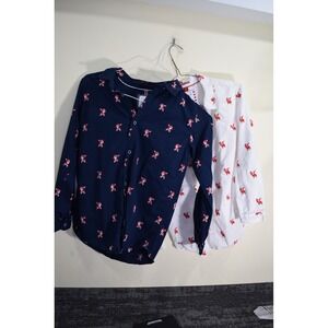 2 Santa Dabbing Button Down Shirts Holiday Party Long Sleeve BOYS 13 14 L‎